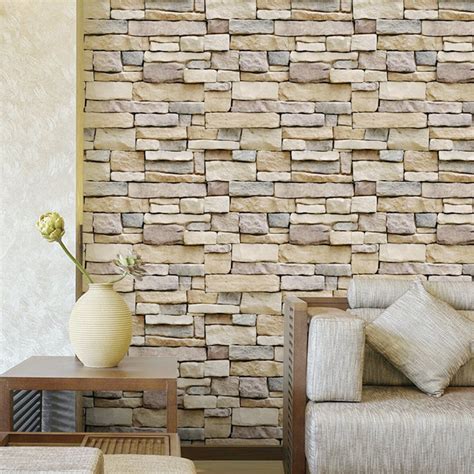 Self-adhesive 3D Brick Schist Wallpaper Sticker Film Wall Sticker Roll 10MX45cm Vinyl Mural ...