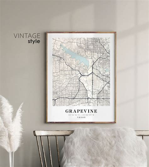 Grapevine Texas TX Map Grapevine City Map Grapevine Print - Etsy