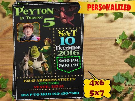 Shrek Invitation, Shrek Invite, Shrek Birthday Invitation, Shrek ...