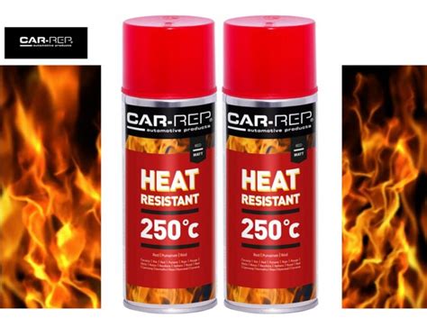 CAR REP High Temperature Heat Resistant Spray Paint RED 400ml x 2 Pack - TechniQ