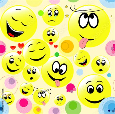 "Seamless pattern of smiley faces expressing different feelings ...