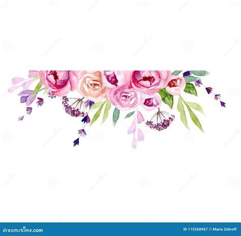 Guirnalda De Flores En Acuarela Ilustración del Vector - Ilustración de ...