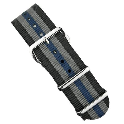 22mm Classic Bond Blue Stripe Nylon Nato Watch Band | B & R Bands