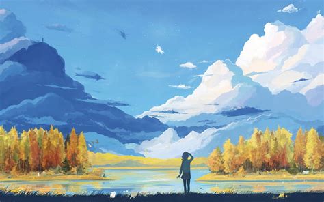 Anime Landscape Girl Seeing, anime-girl, anime, artist, artwork, digital-art, HD wallpaper | Peakpx