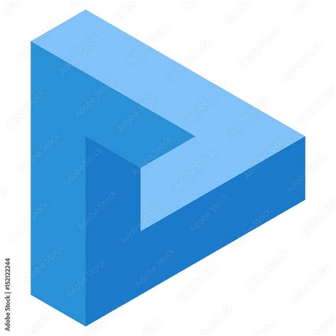 Blue Impossible triangle. Impossible figure. vector illustration Stock ...