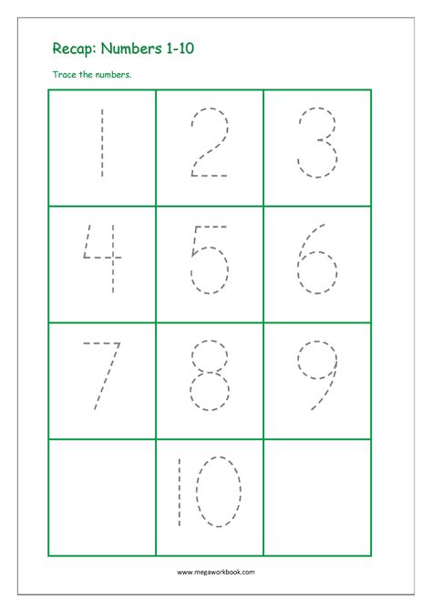 Number Tracing Worksheets 1 10