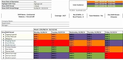 10-hour Shift Schedule Template Excel