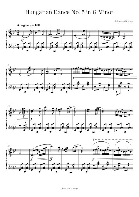 Hungarian Dance in G Minor Free Sheet Music