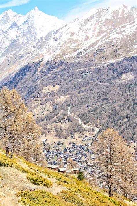 Hiking Trails over Zermatt stock image. Image of swiss - 104416801