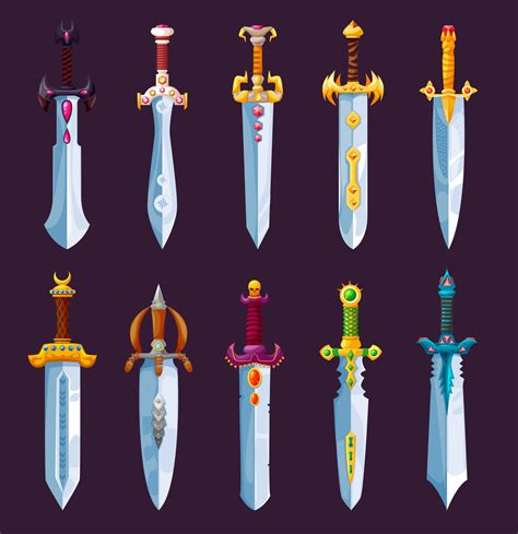 Magical swords, steel blades and glaive 15238240 Vector Art at Vecteezy