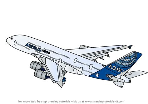 How to Draw Airbus A380 (Airplanes) Step by Step | DrawingTutorials101.com