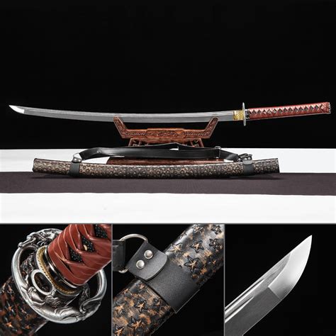 Handmade 1045 Carbon Steel Full Tang Real Japanese Katana Samurai Sword With Black Strap ...