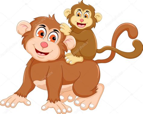 Funny monkey cartoon with her baby — Stock Vector © starlight789 #138775436