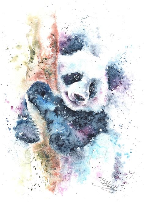 Panda Watercolour Print | Wildlife Artist Sandi Mower | Gekko Art