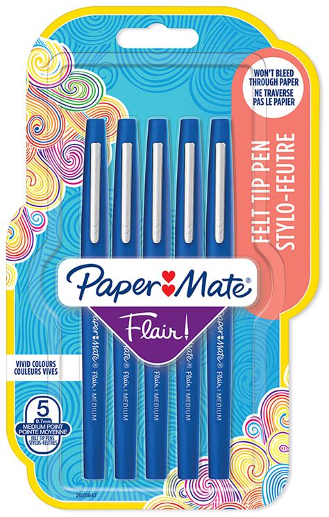 Papermate Flair Original Fibre Tip Pen - Medium - Blue (Blister of 5) | 2028647 | The Online Pen ...