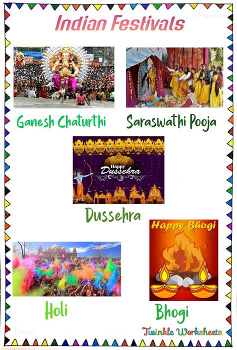 Indian festivals/ General knowledge worksheets for kindergartners. | Indian festivals, India for ...