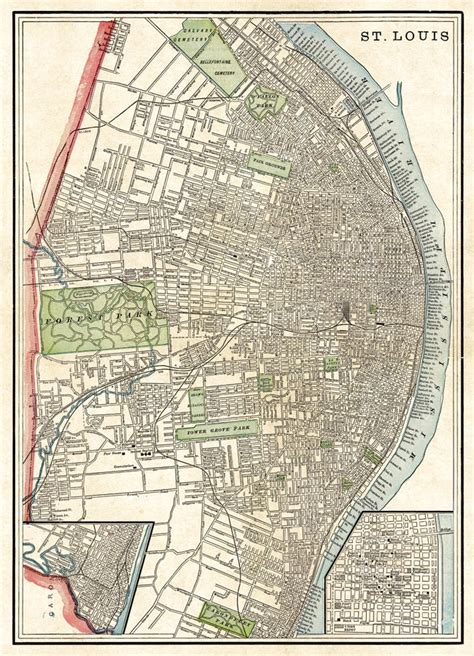 St Louis map - Old map of Saint Louis - Fine reproduction on paper or canvas