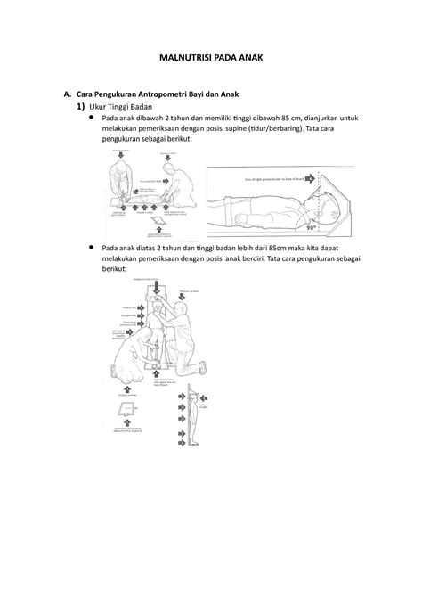 Malnutrisi Anak - MALNUTRISI PADA ANAK A. Cara Pengukuran Antropometri Bayi dan Anak 1) Ukur ...