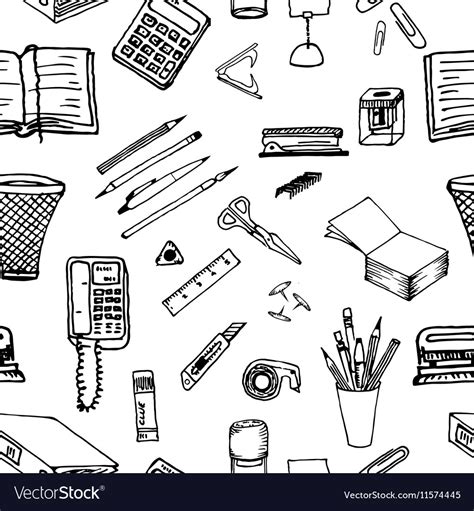 Black and white background- office stationery Vector Image