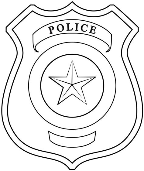 the police badge is outlined in black and white, with a star on it's center