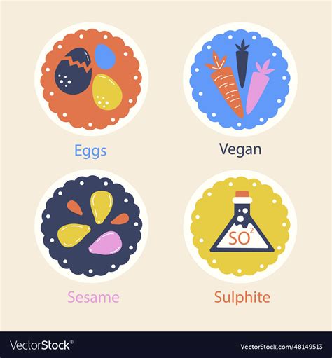 Food allergy label set design Royalty Free Vector Image