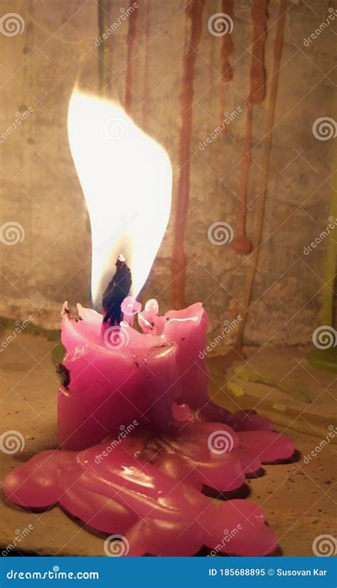 Flame of a Melting Wax of a Candle Stock Image - Image of heat, candle: 185688895