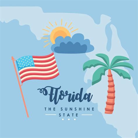 florida sunshine state lettering postcard 11035095 Vector Art at Vecteezy