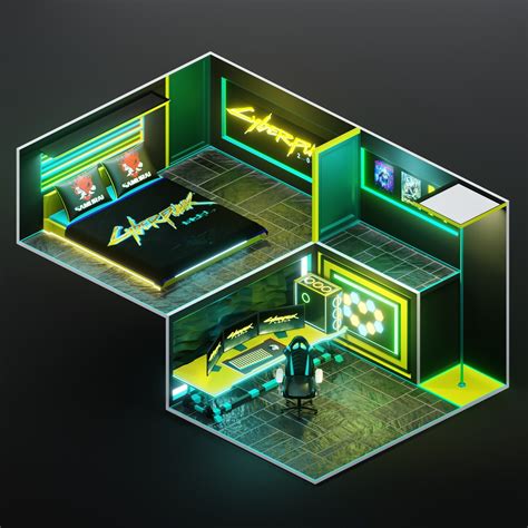 ArtStation - Isometric Cyberpunk 2077 Gaming Room