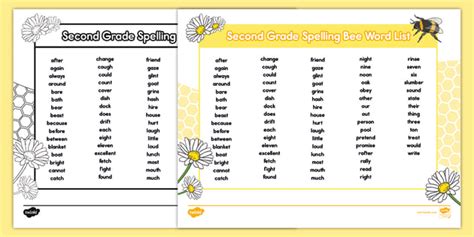 2nd Grade Spelling Bee Word List (Teacher-Made)