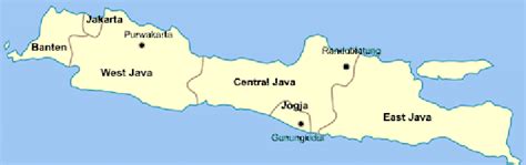 Map of the island of Java, Indonesia. Teak tree samples were taken from... | Download Scientific ...