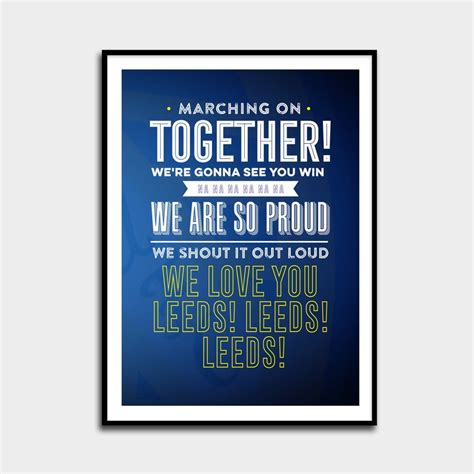 Leeds United Marching on Together Wall Art Typography | Etsy