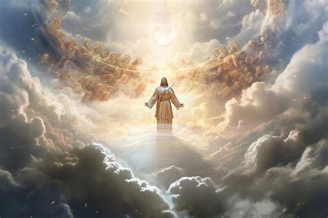 God in Heaven, Surrounded by Clouds and Rays of Light. the Artwork ...