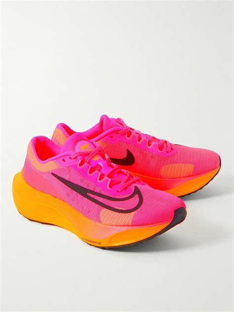 Nike Running - Zoom Fly 5 Rubber-Trimmed Neon Mesh Sneakers - Pink Nike ...