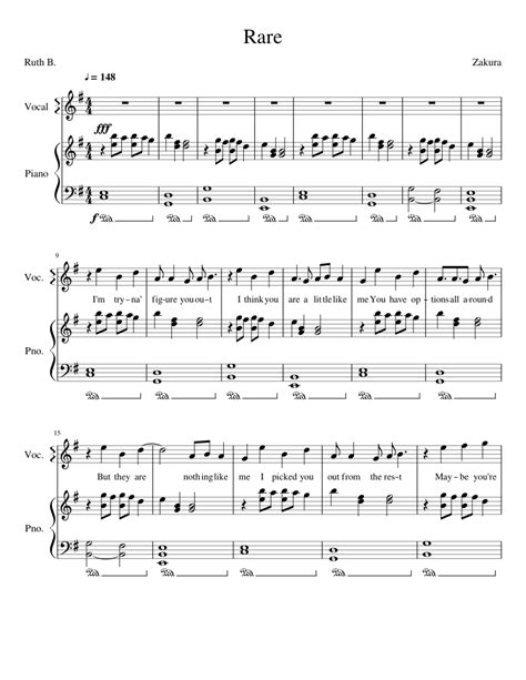 Ruth B. - Rare (Instrumental w/ Vocals) Sheet music for Piano (Piano ...