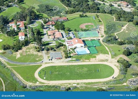 Springtime Aerial View of Villanova Prep School with Track, Pool ...