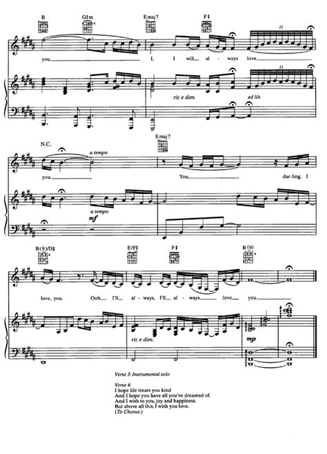 I WILL ALWAYS LOVE YOU Piano Sheet music | Easy Sheet Music