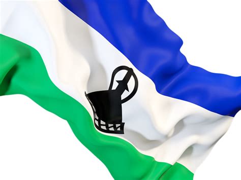 Waving flag closeup. Illustration of flag of Lesotho