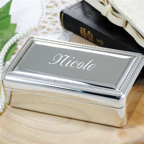 Engraved Silver Deluxe Jewelry Box