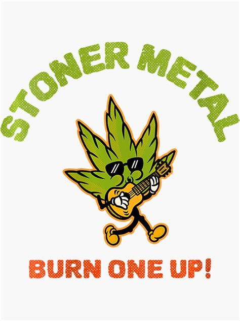 "Womens Stoner Metal Burn One Up Marijuana Leaf Guitar Player V-Neck" Sticker for Sale by ...