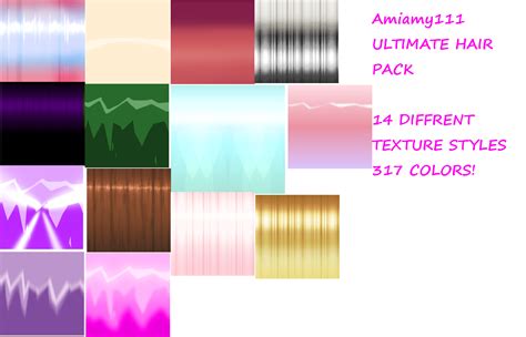 ULTIMATE HAIR TEXTURE PACK 14 styles 317 colors by amiamy111 on DeviantArt