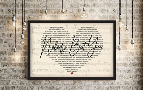 Blake Shelton Nobody But You Lyrics Poster Song Lyrics Wall | Etsy