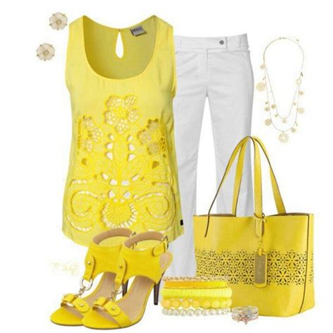 Yellow and White | Fashion, Yellow outfit, Polyvore fashion