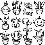 Set Of Cute Cartoon Carnivorous Plants Coloring Pages For Children  sketch template