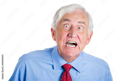 Portrait old man, angry corporate executive screaming Stock Photo ...