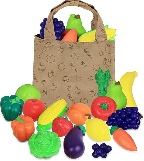 Click n' Play 並行輸入品 Grocery Pretend and Toy Basket Pc. with Fruit ...