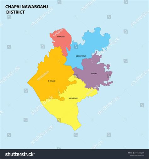 Chapai Nawabganj District Map Bangladesh Stock Vector (Royalty Free ...