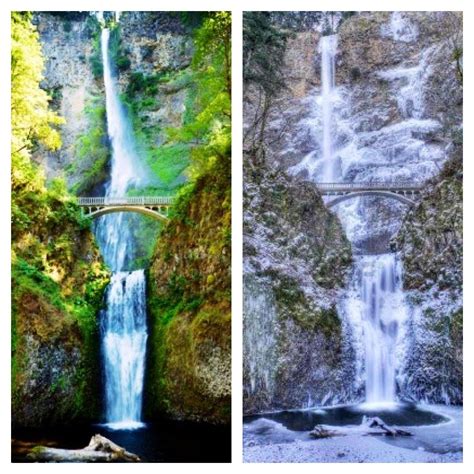 Multnomah Falls, Oregon Early Fall and Winter | Multnomah falls, Waterfall, Outdoor