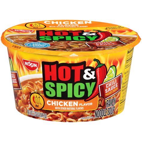 Nissin Bowl Noodles Ramen Noodle Soup, Hot & Spicy, Chicken Flavor 3.32 ...