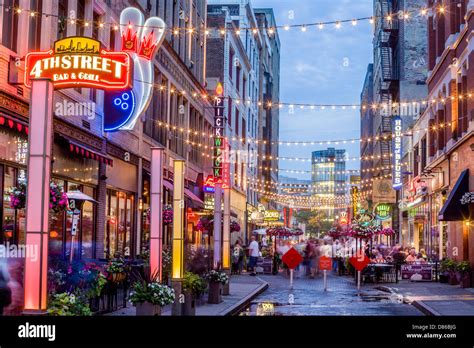 Club scene on East Fourth Street in Cleveland, Ohio Stock Photo - Alamy