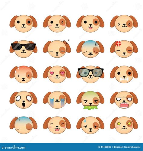 Dog Smiley Faces Icon Set. Stock Illustration - Image: 44408805